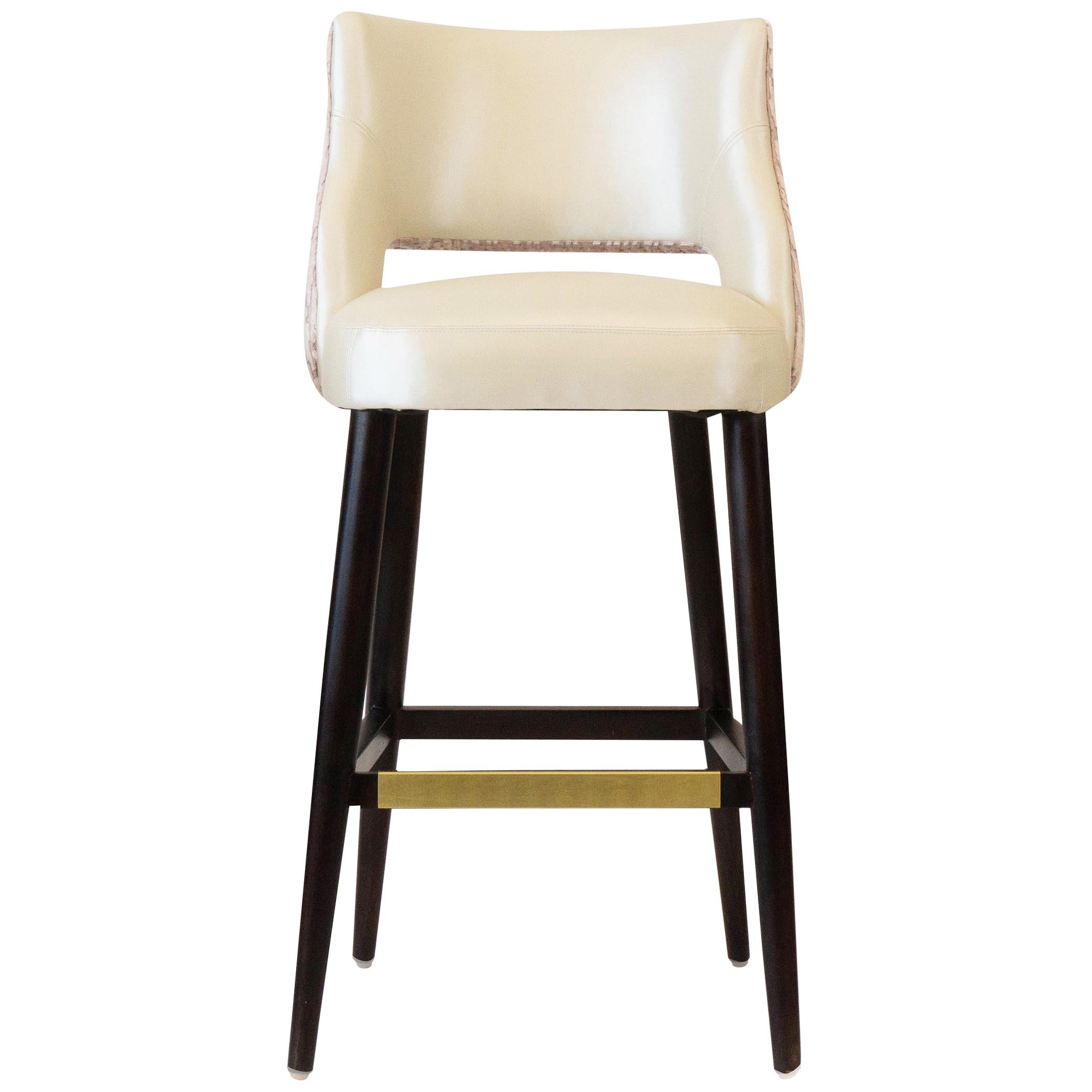Modern Armless Bar or Counter Stool with Relaxed Backrest