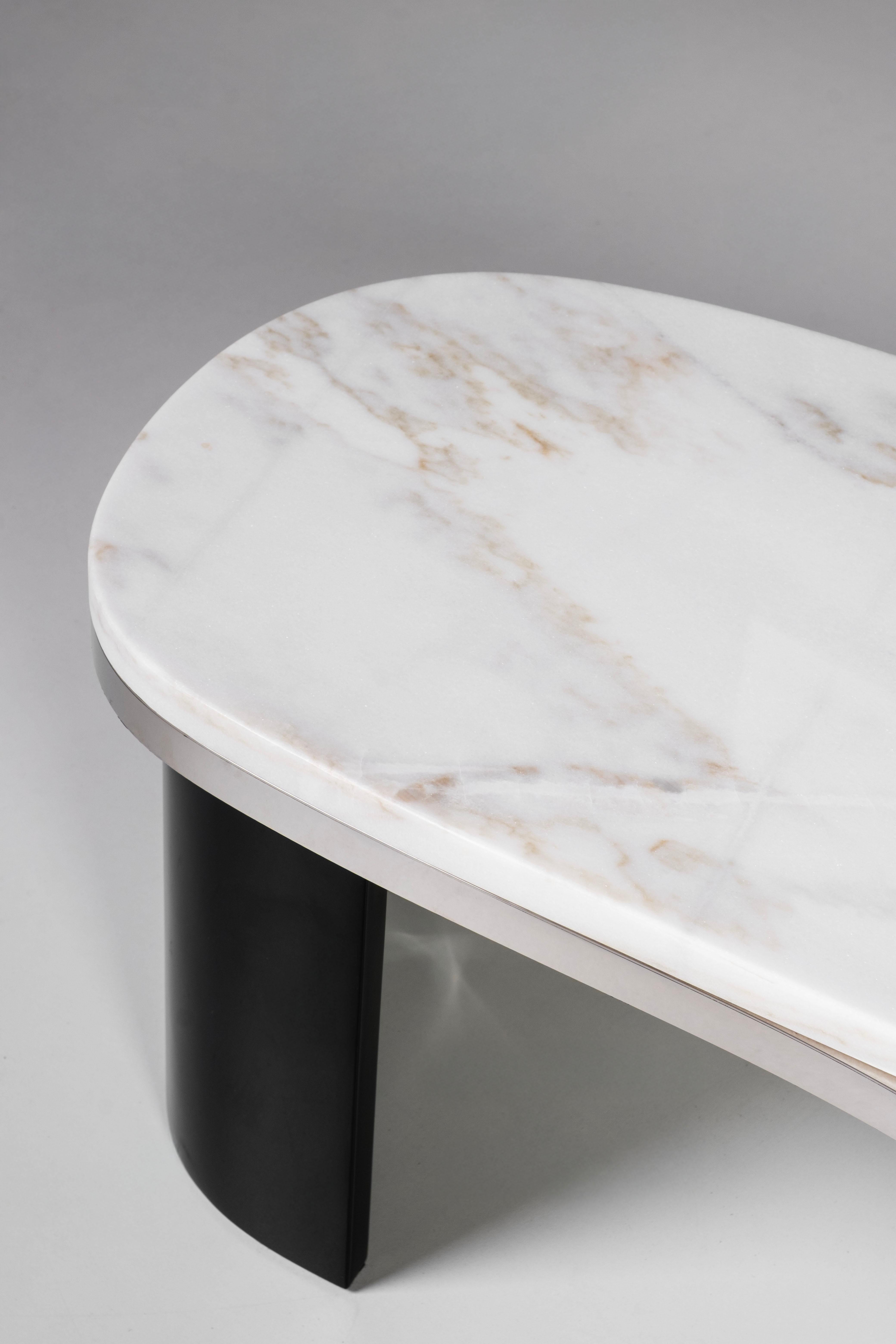 Mesa de centro moderna Armona, mármol acero inoxidable, hecha a mano Portugal Greenapple en venta 8