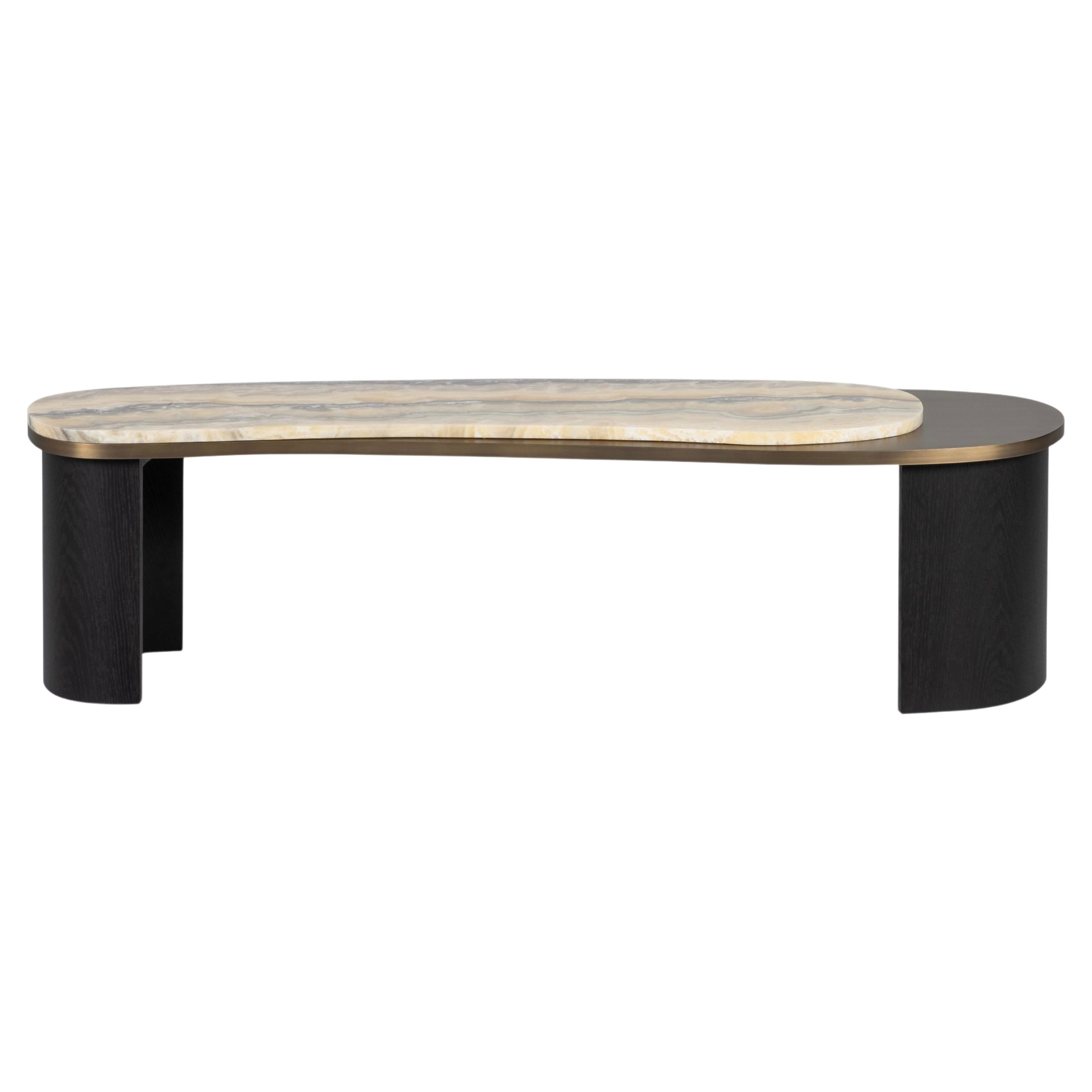 Contemporary Modern Armona Coffee Table, Onyx Brass, Handmade in Portugal by Greenapple For Sale