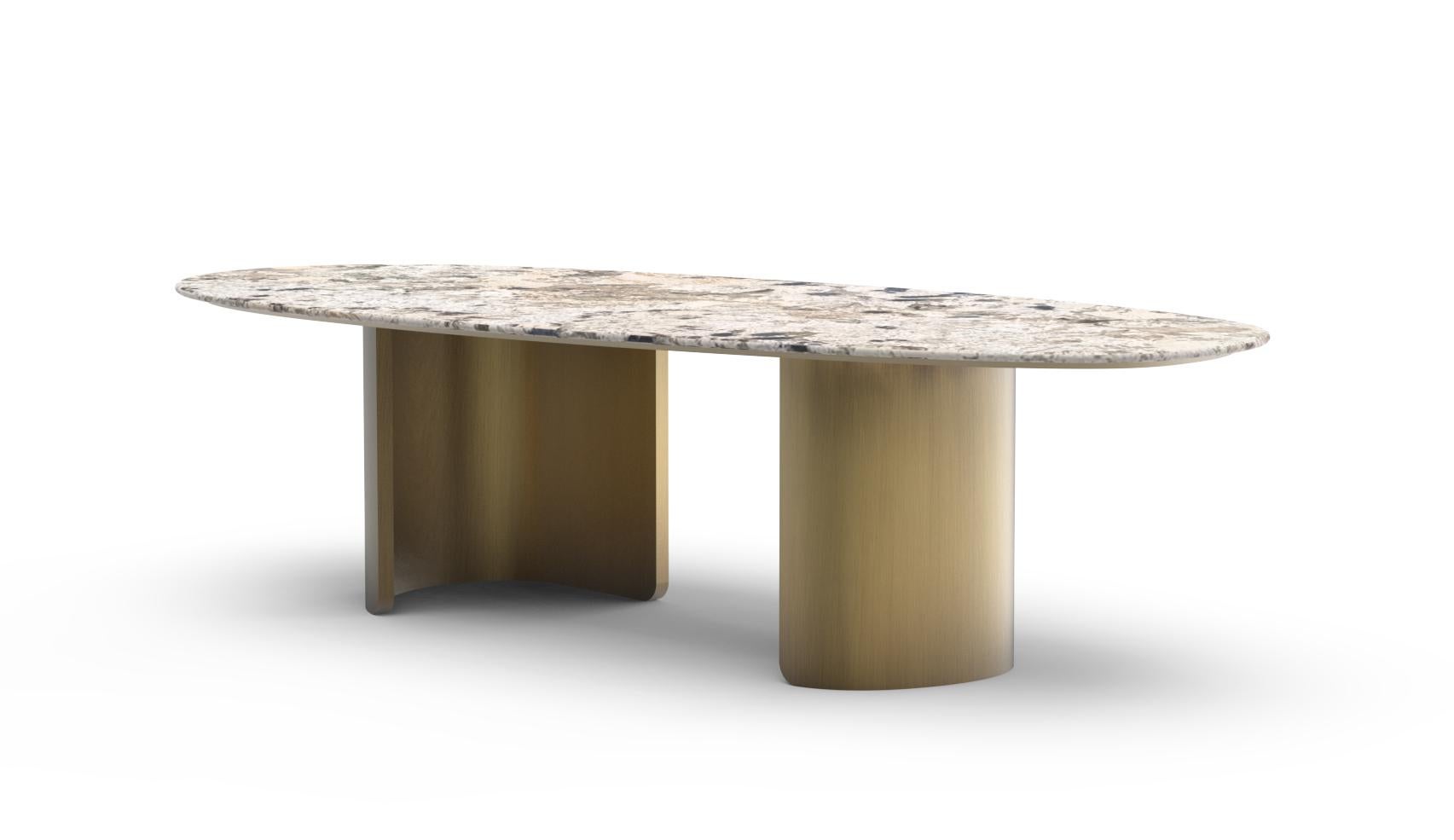 Portuguese Modern Armona Dining Table, Patagonia Stone, Handmade in Portugal by Greenapple For Sale