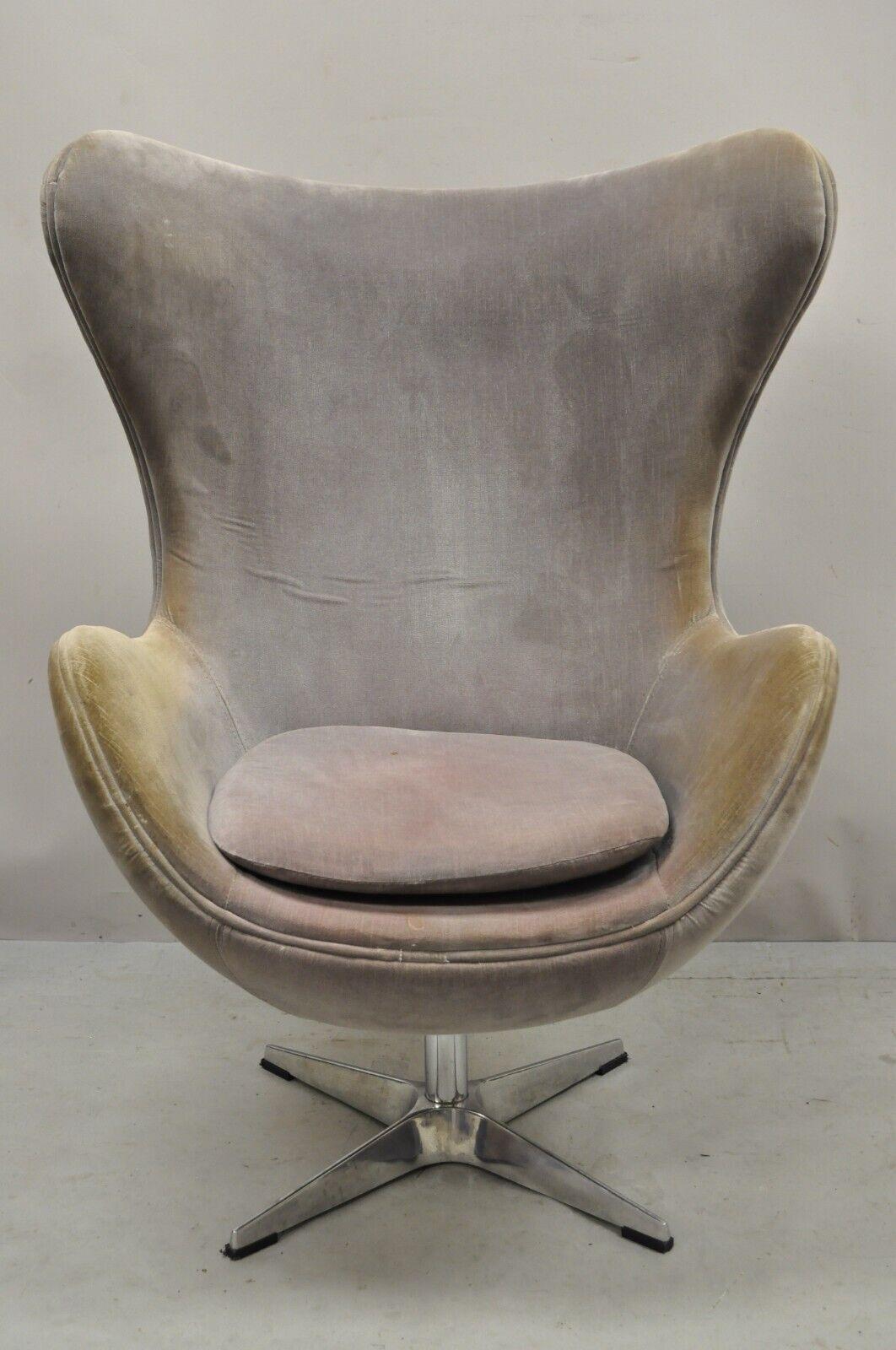 Modern Arne Jacobsen Style Upholstered Egg Lounge Swivel Club Chair 3