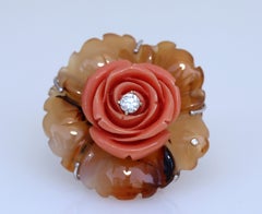 Anillo Сarnelian Diamond Pink Fashion Flower, 1975