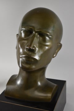 Modern Art Bronze Male Bust Sculpture T.B.-1