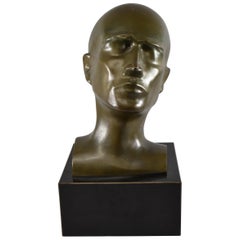 Modern Art Bronze Male Bust Sculpture T.B.-1