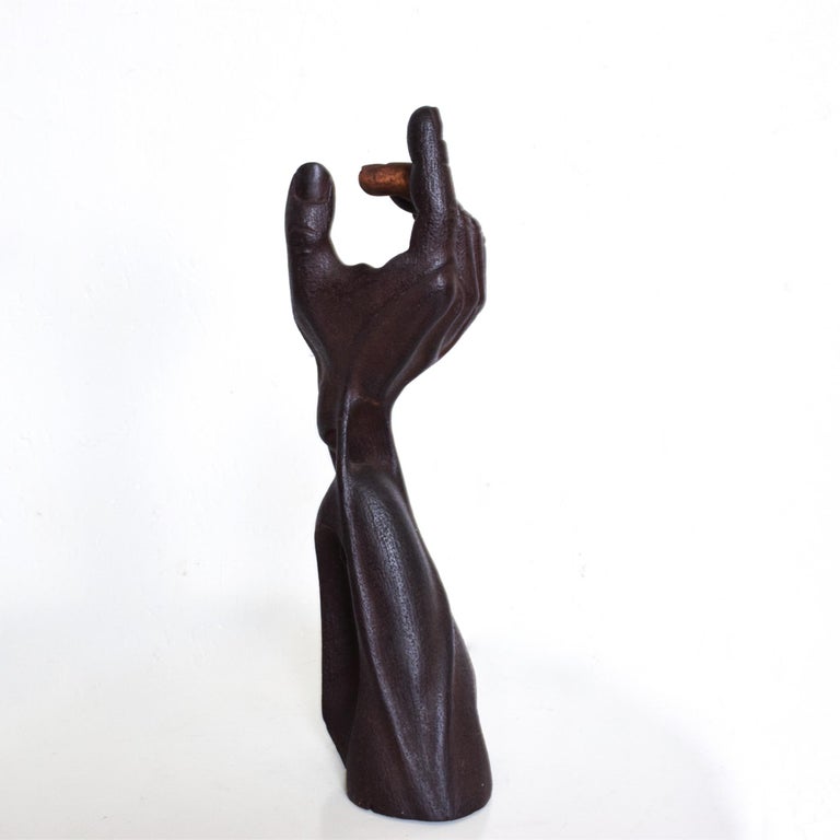 Mid-Century Modern Modern Art Brutalist Suggestive Hand Sculpture in Wood 1950s Modernism Mexico For Sale