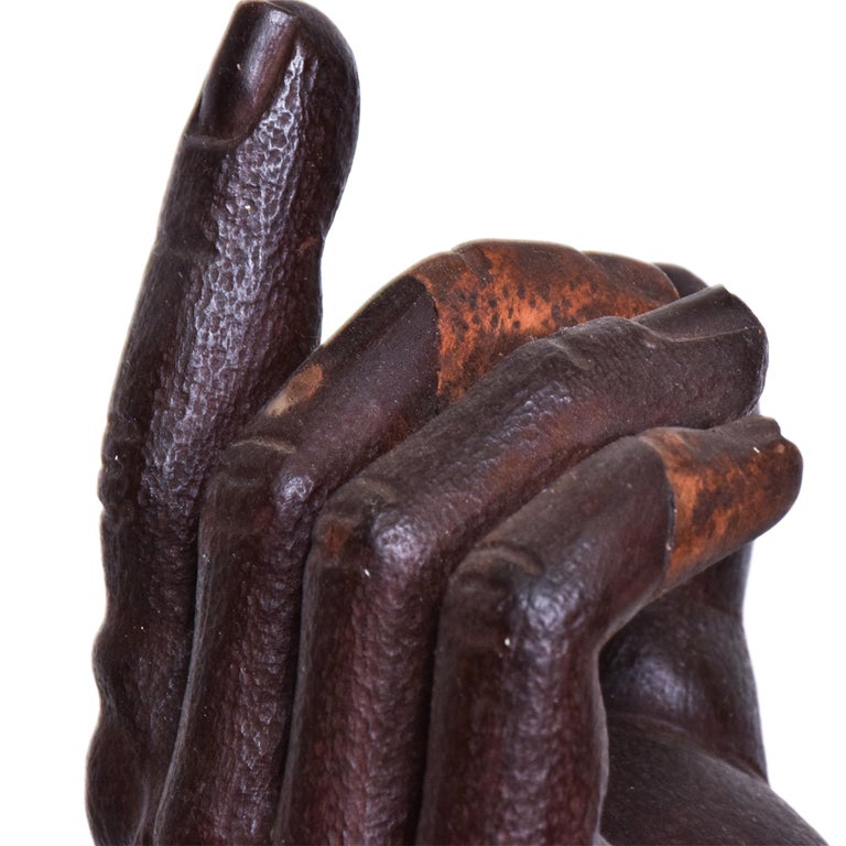 Modern Art Brutalist Suggestive Hand Sculpture in Wood 1950s Modernism Mexico For Sale 2