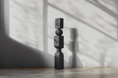 Modern Art Carved in Sleek Dark Black Solid Wood, NONO's Still Stand No99