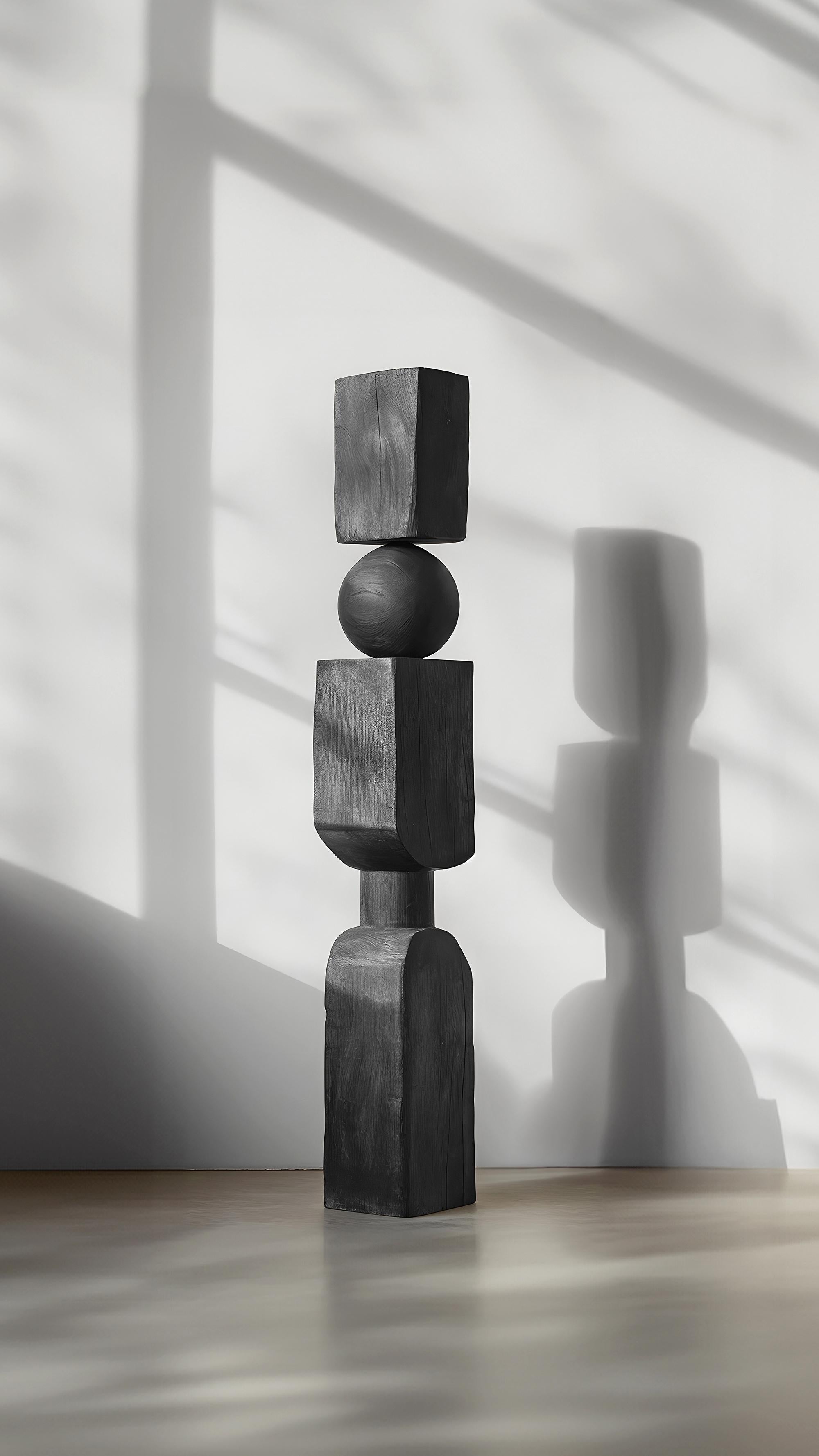 Mexican Modern Art Carved in Sleek Dark Black Solid Wood, NONO's Still Stand No99 For Sale