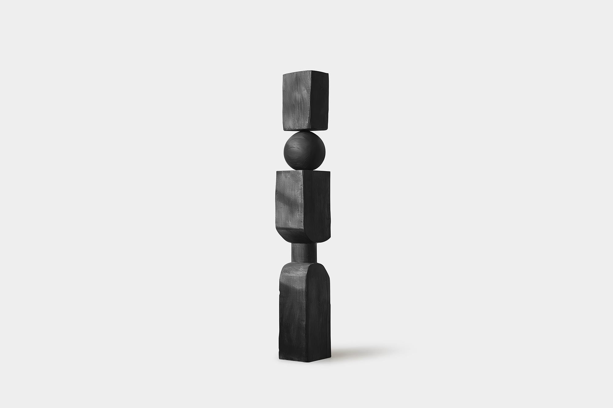 Hand-Crafted Modern Art Carved in Sleek Dark Black Solid Wood, NONO's Still Stand No99 For Sale