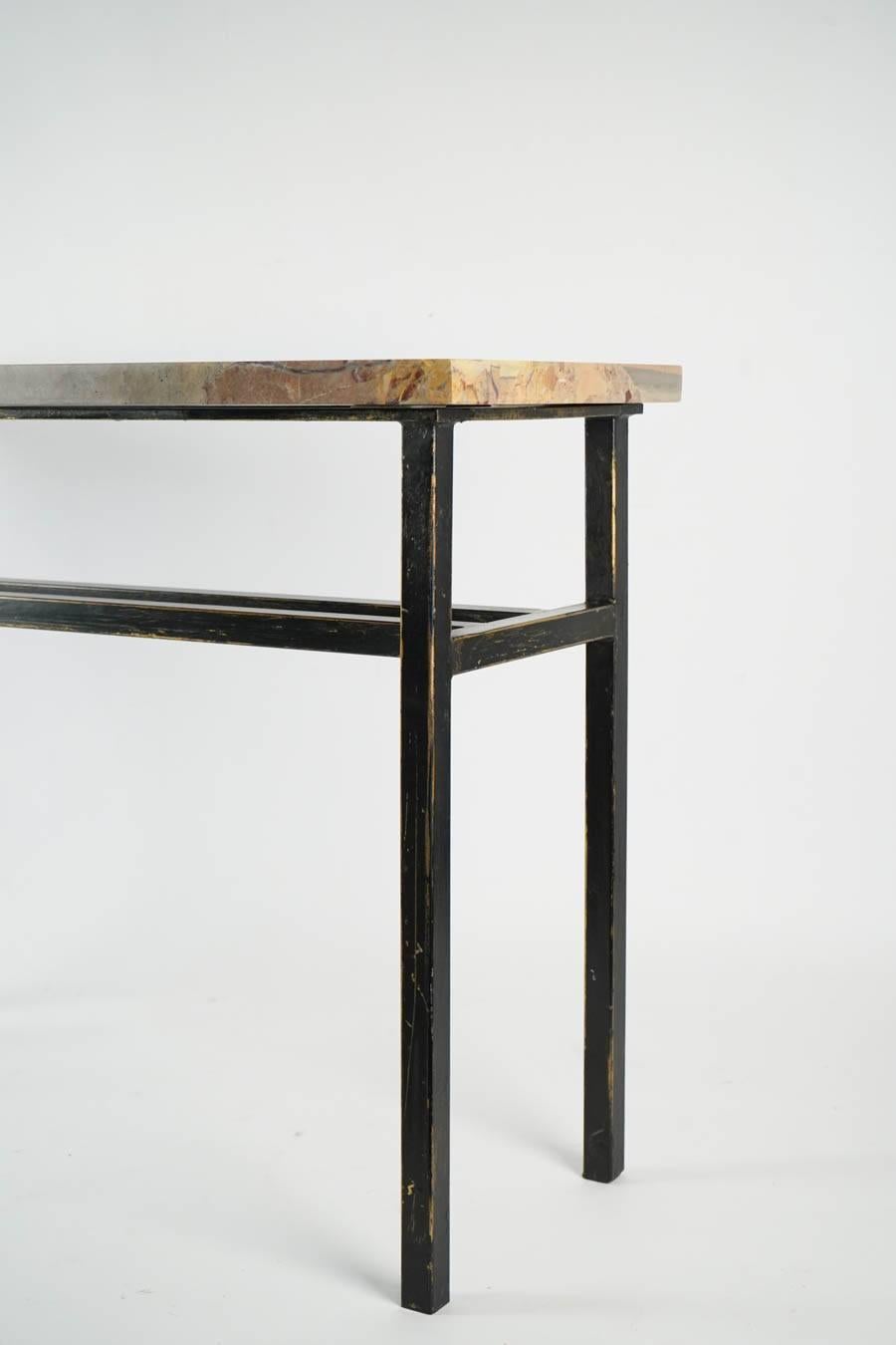 Modern Art Console, Painted Steel and Marble In Good Condition For Sale In Saint-Ouen, FR