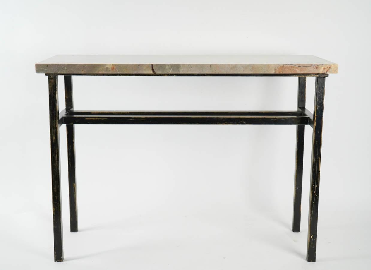 Peint Console d'art moderne, acier peint et marbre en vente