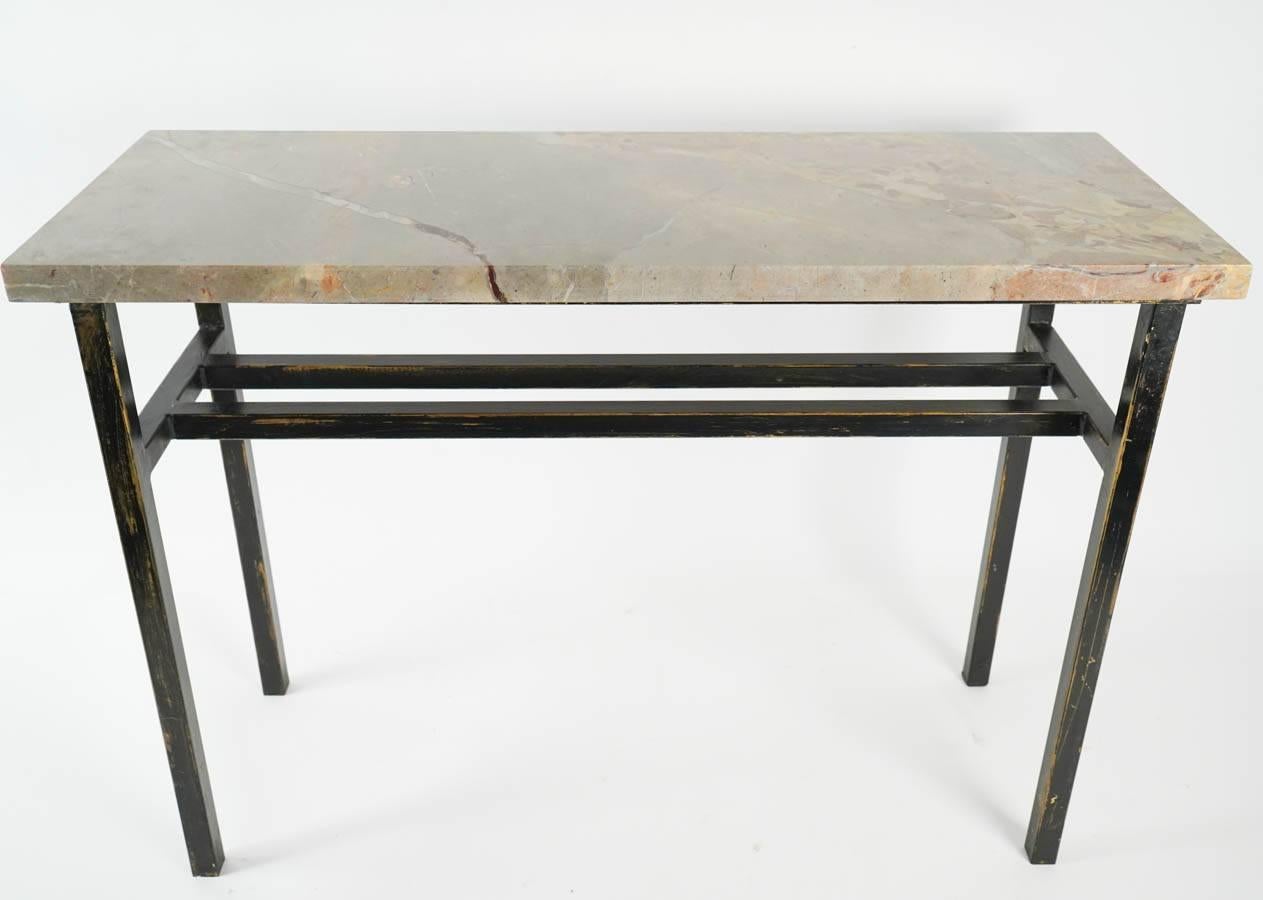Modern Art Console, Painted Steel and Marble For Sale 1