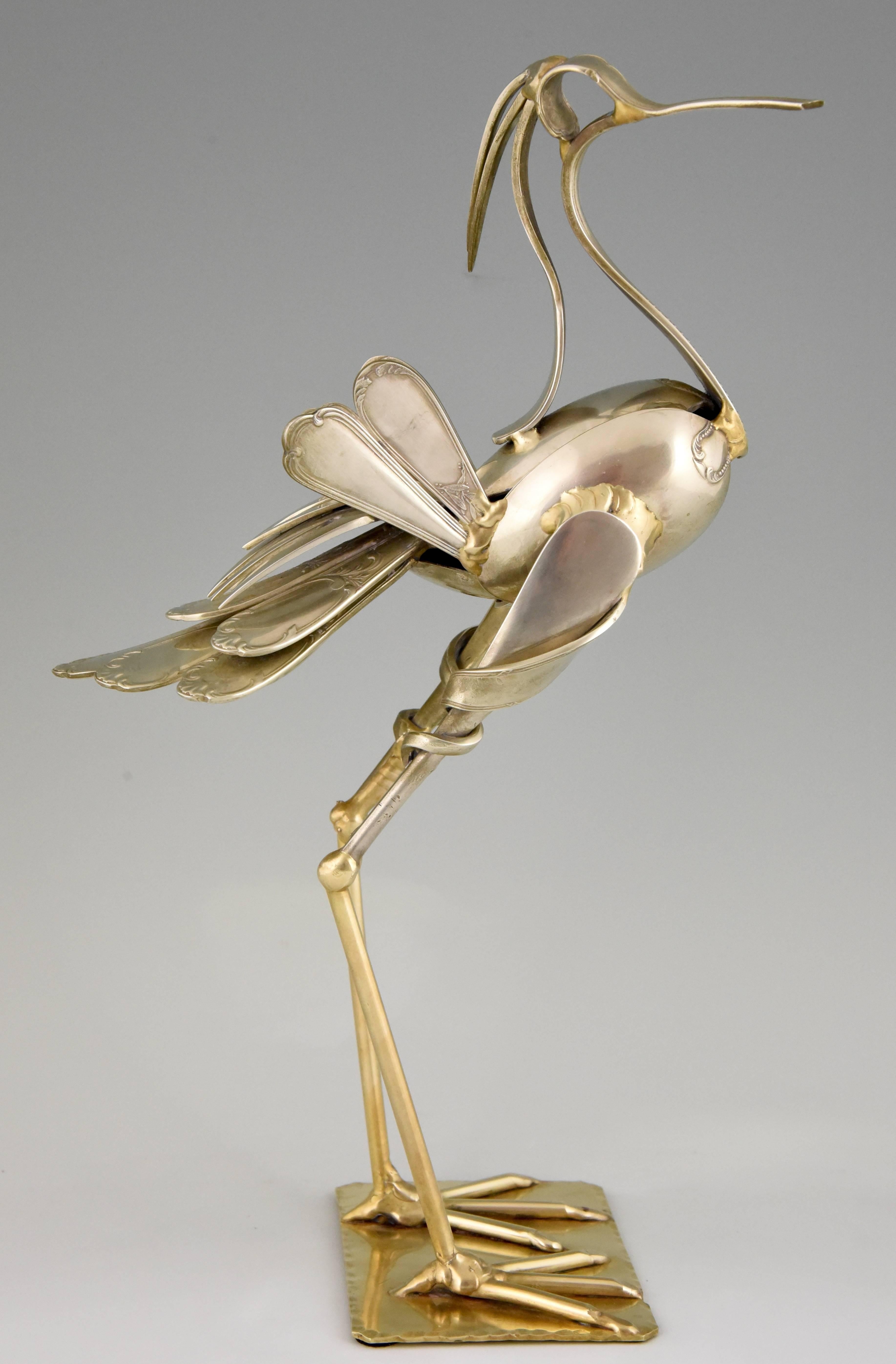 20th Century Modern Art Cutlery Sculpture of a Bird by Gerard Bouvier, France, 1998