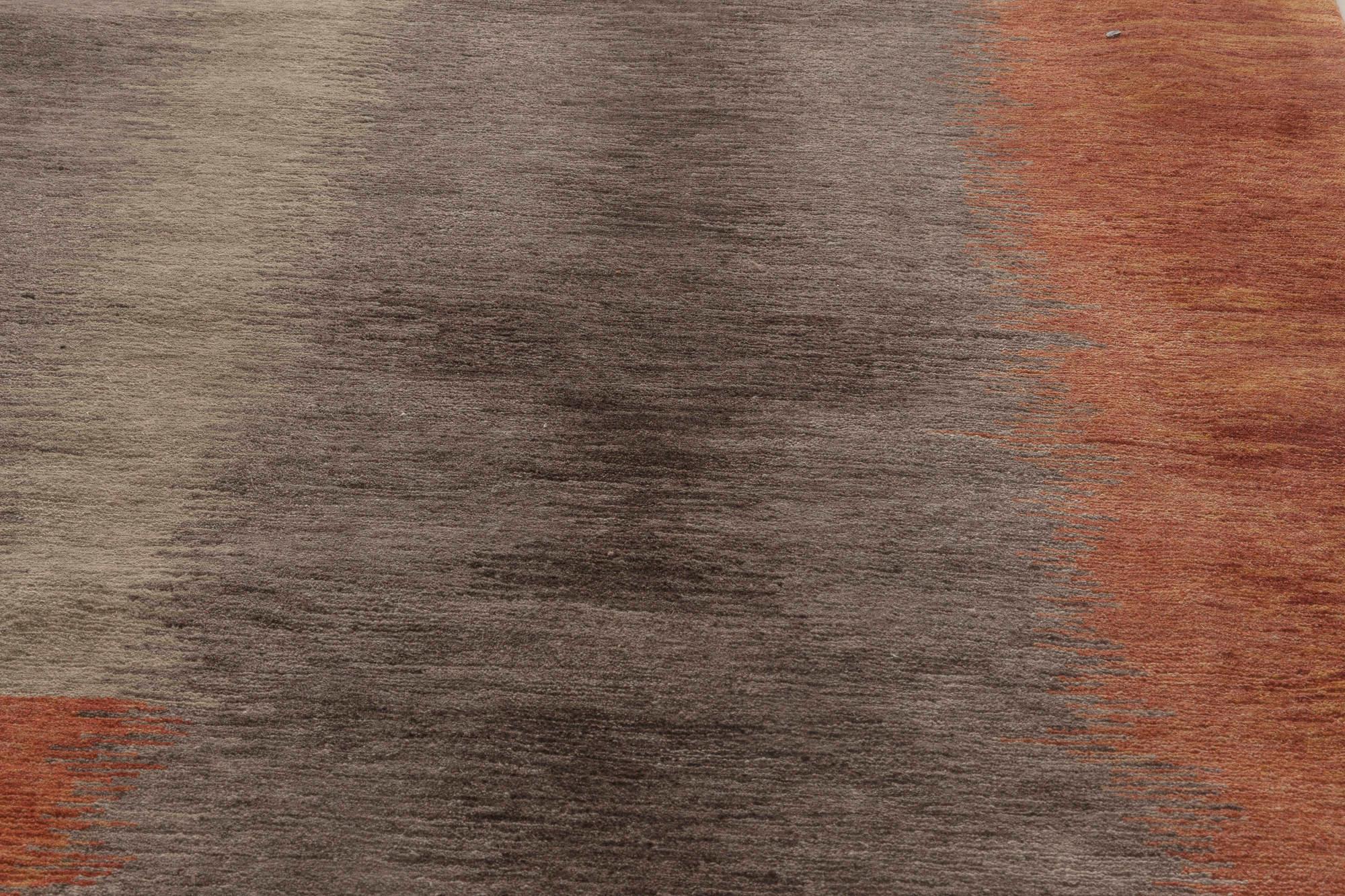 Tapis moderne Art déco Alfonsina-rustique en laine et soie fait main par Doris Leslie Blau
Taille : 9'0