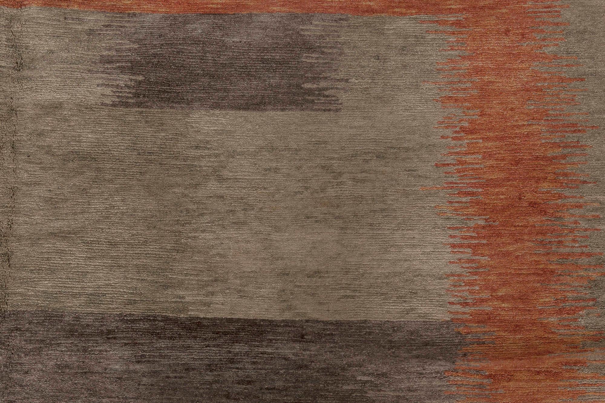 Moderne Tapis Art Déco Alfonsina-Rustic fait à la main en laine et soie de Doris Leslie Blau en vente