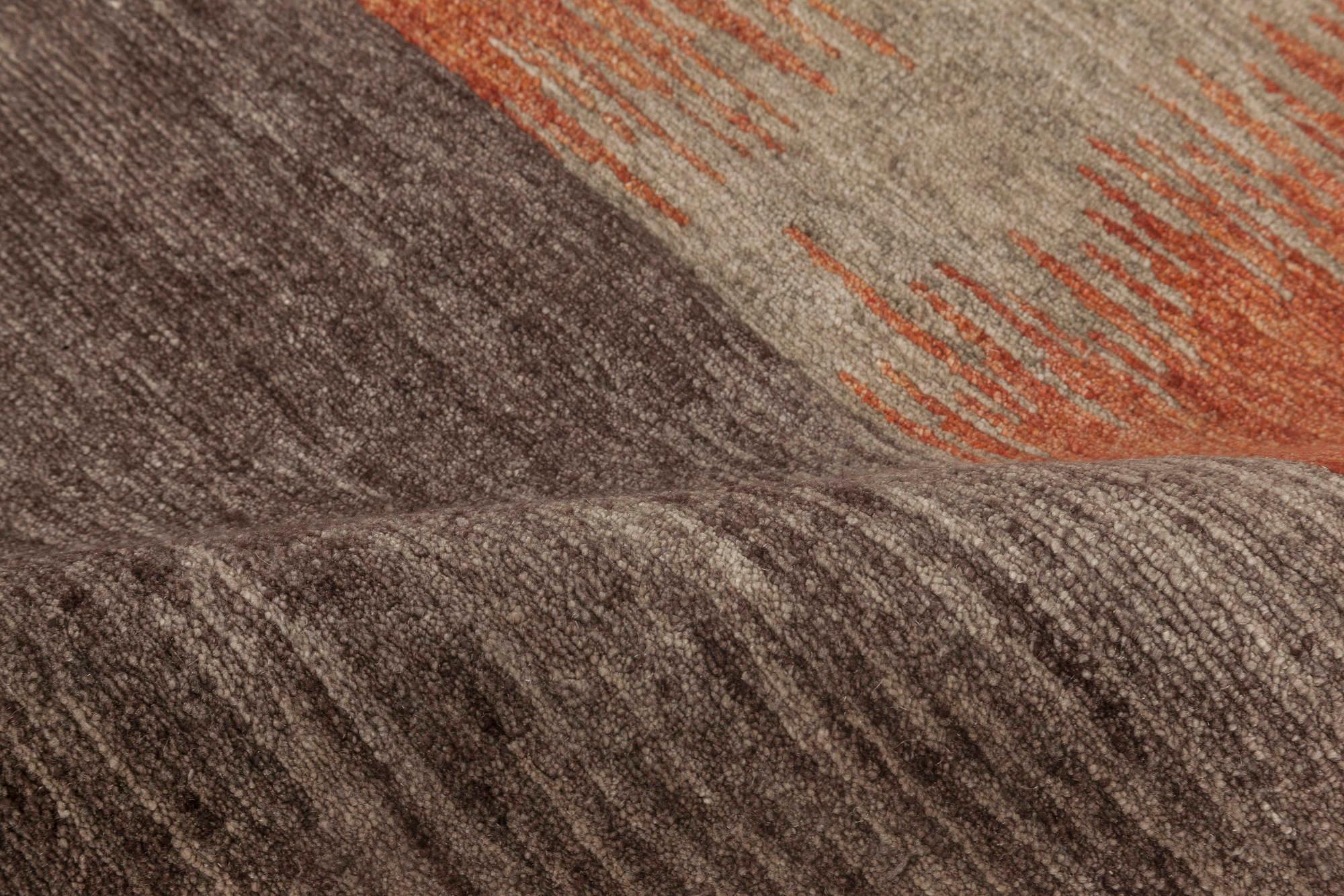 Népalais Tapis Art Déco Alfonsina-Rustic fait à la main en laine et soie de Doris Leslie Blau en vente