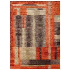 Modern Art Deco Alfonsina-Rustic Handmade Wool and Silk Rug by Doris Leslie Blau