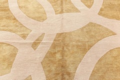 Modern Art Deco Beige and Gold Quantum Circles Rug by Doris Leslie Blau