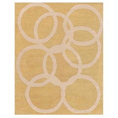 Modern Art Deco Beige and Gold Quantum Circles Rug by Doris Leslie Blau