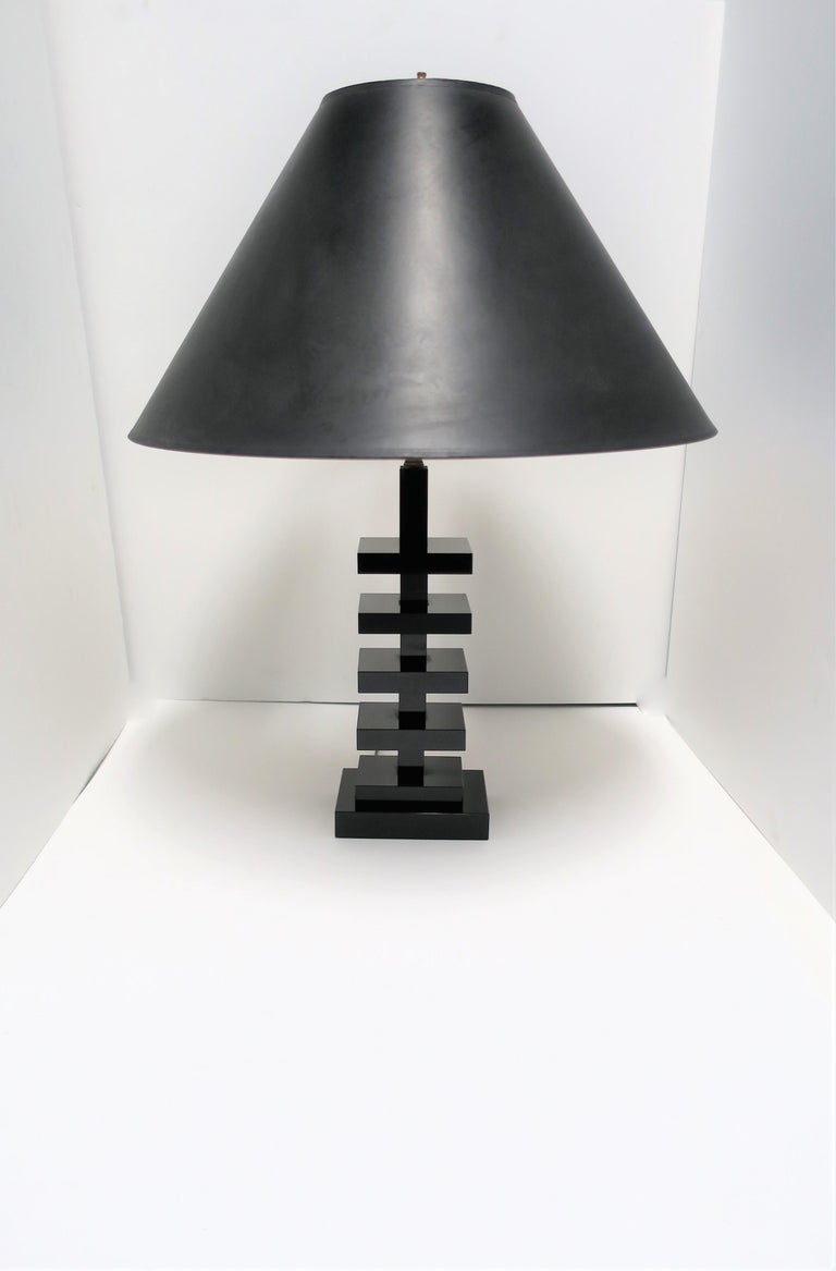 Modern Art Deco Black Glass Table or Desk Lamp For Sale at 1stdibs