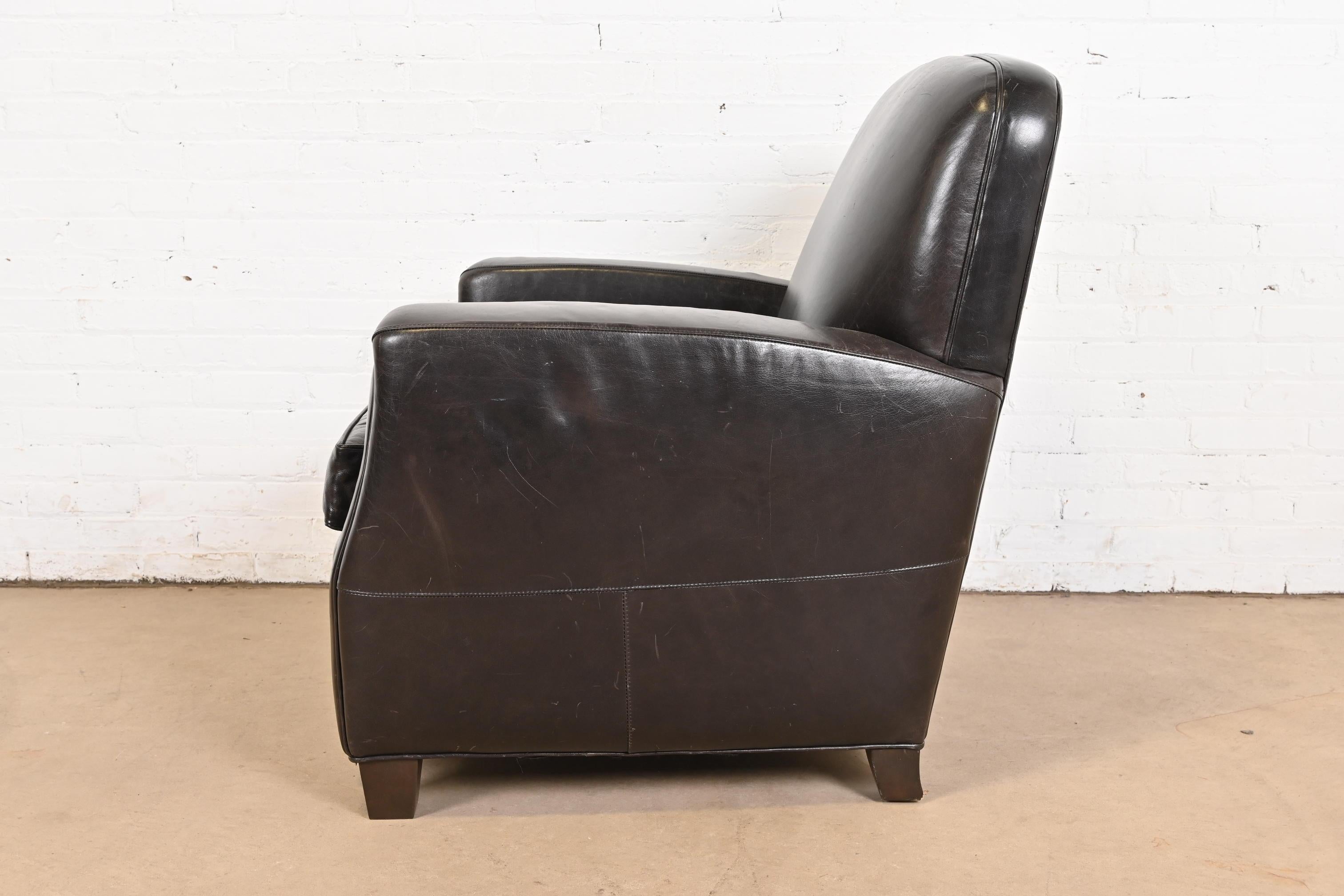 Modern Art Deco Black Leather Lounge Chair For Sale 5