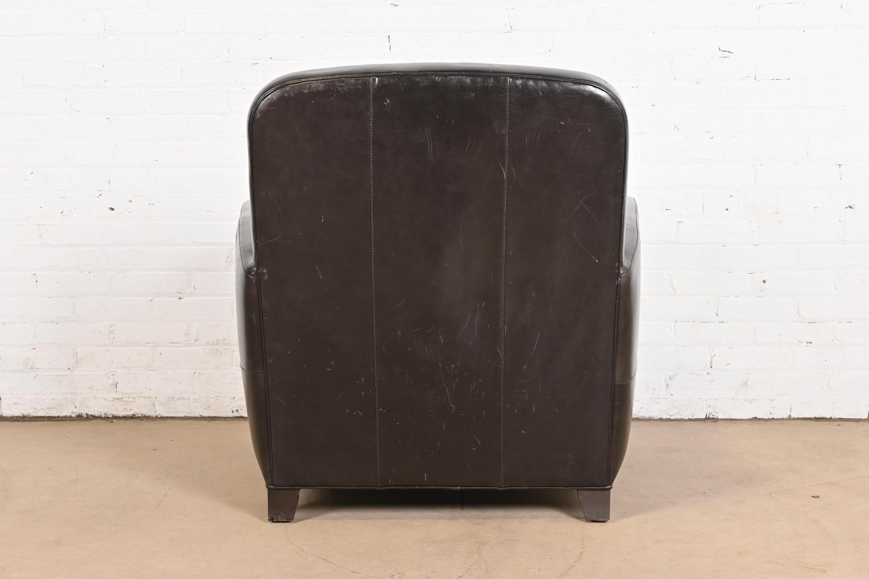 Modern Art Deco Black Leather Lounge Chair For Sale 6