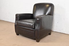 Modern Art Deco Black Leather Lounge Chair