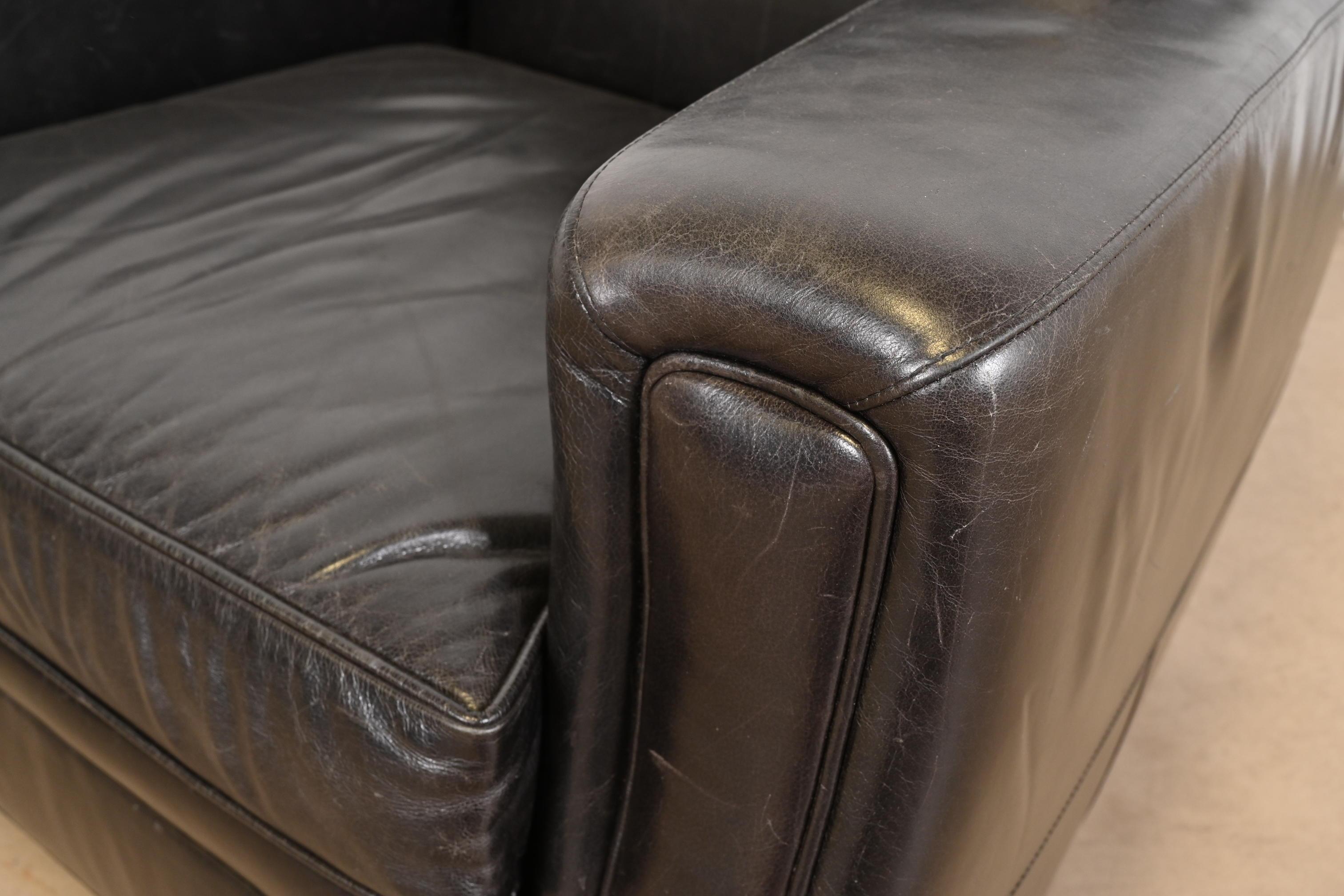 Modern Art Deco Black Leather Lounge Chair For Sale 3