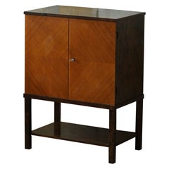 Modern Art Deco Cabinet in Flamed Birch & Teak, Swedish Cabinetmaker, 1930s