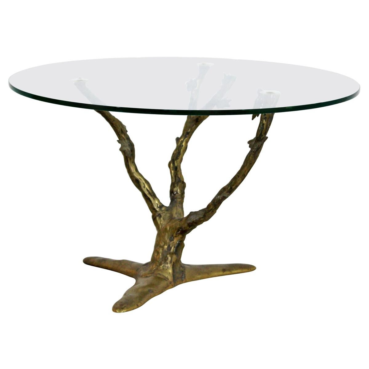 Modern Art Deco Cast Bronze Tree Limb Side End Table