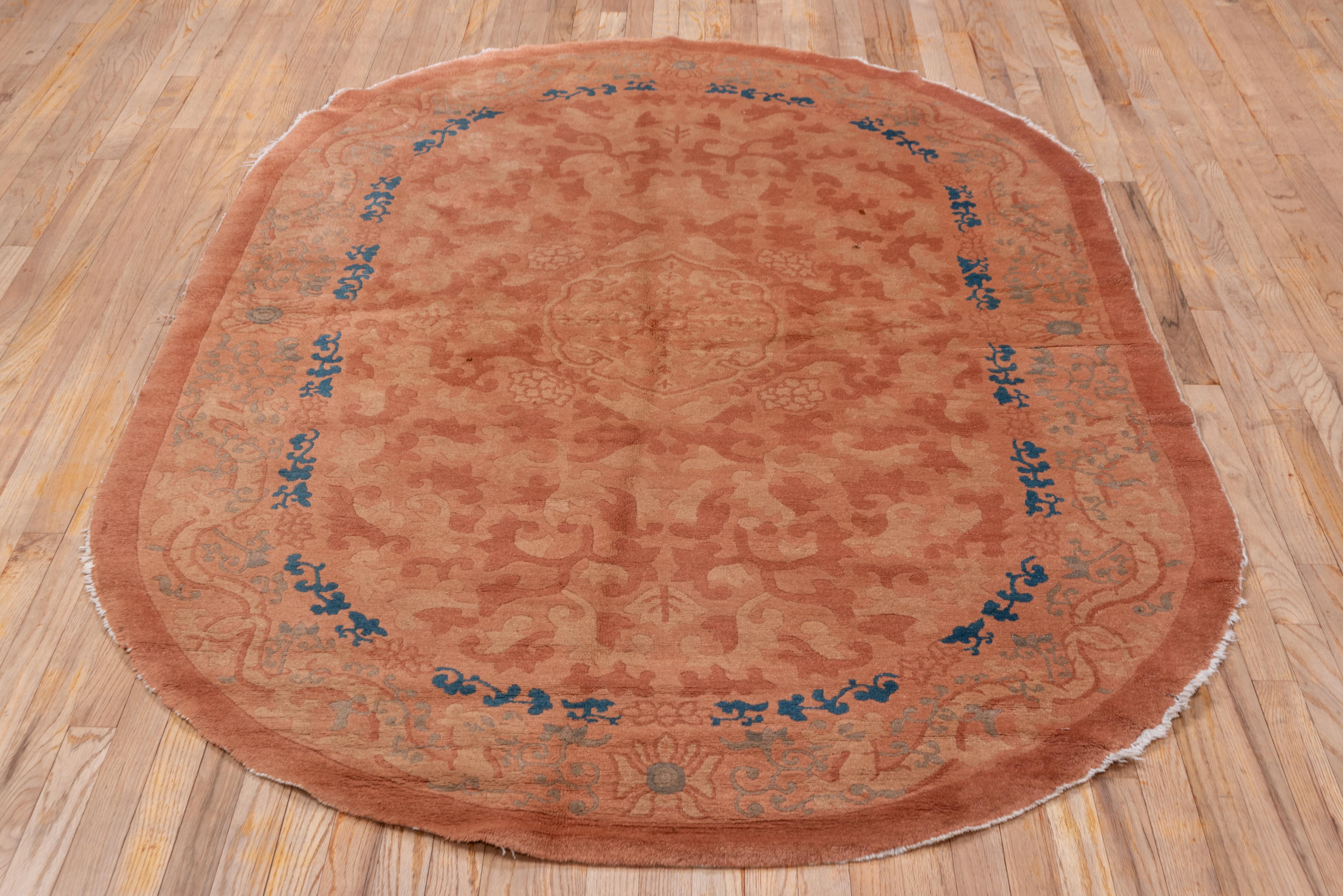Hand-Knotted Modern Art Deco Chinese Oval Rug For Sale