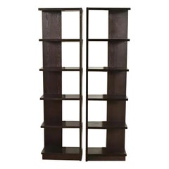 Modern Art Deco Dark Oak Modular Étagères or Bookcases, Pair