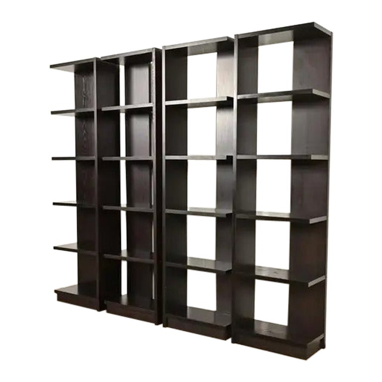 Moderne Art Deco Dark Oak Modular Étagères oder Bücherregale, Satz von vier im Angebot