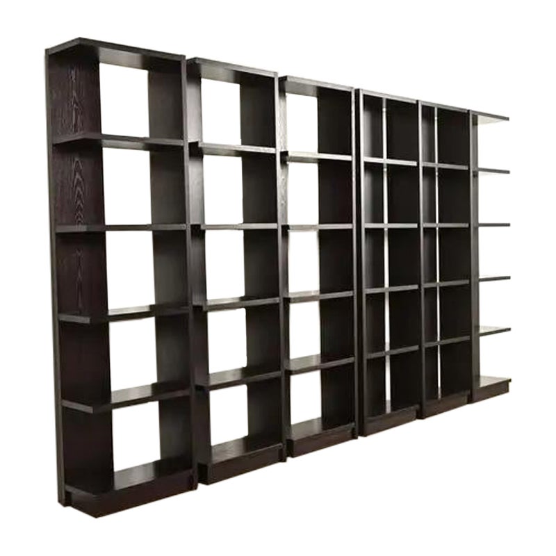 Modern Art Deco Dark Oak Modular Étagères or Bookcases, Set of Six For Sale