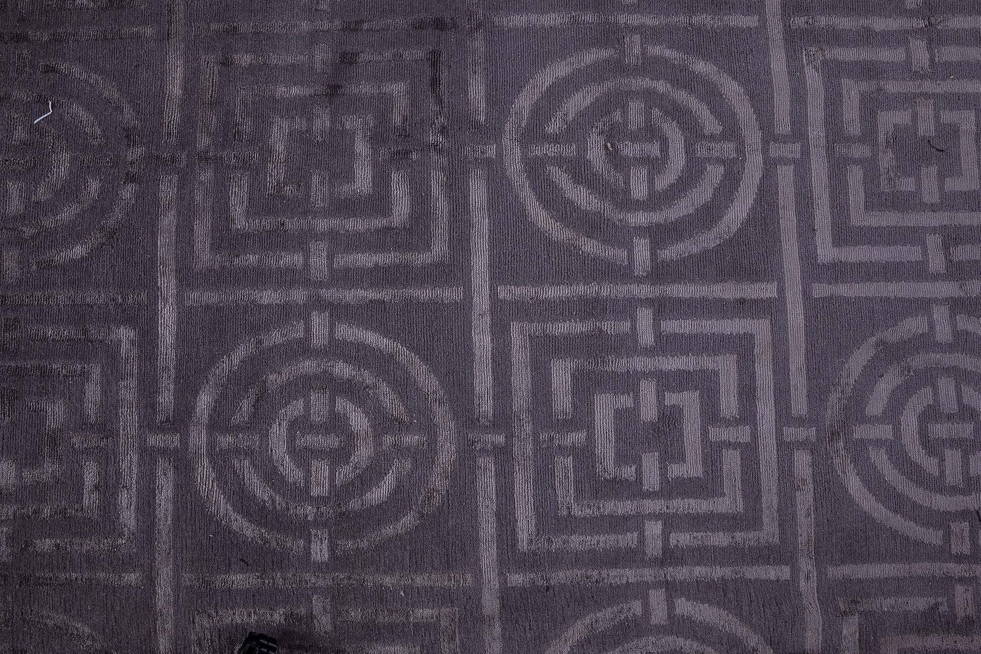 Tibetan Modern Art Deco Style Wool & Silk Rug by Doris Leslie Blau For Sale
