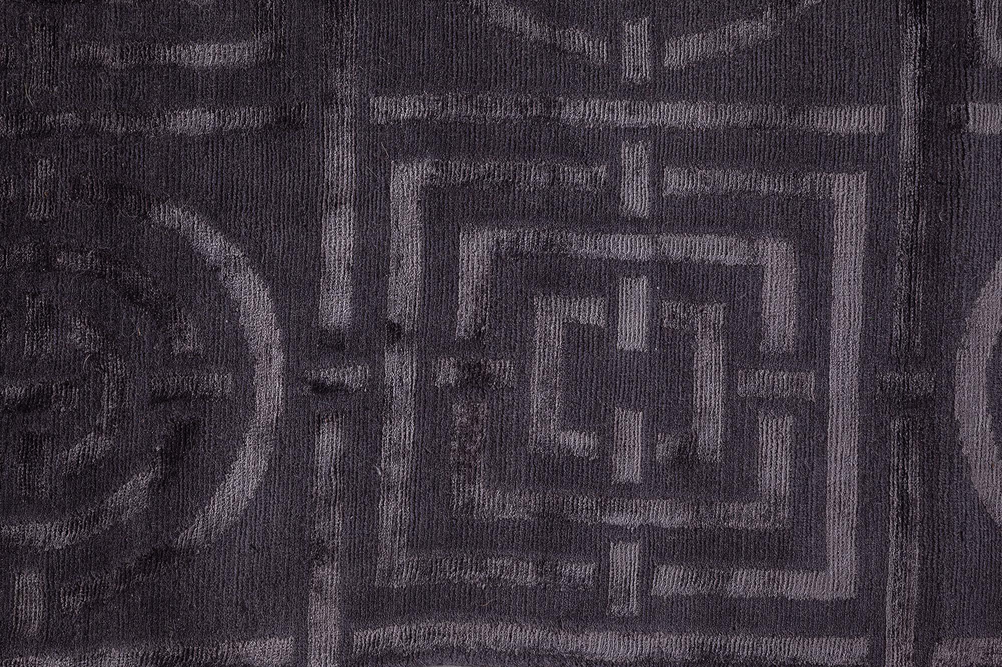 Hand-Knotted Modern Art Deco Style Wool & Silk Rug by Doris Leslie Blau For Sale