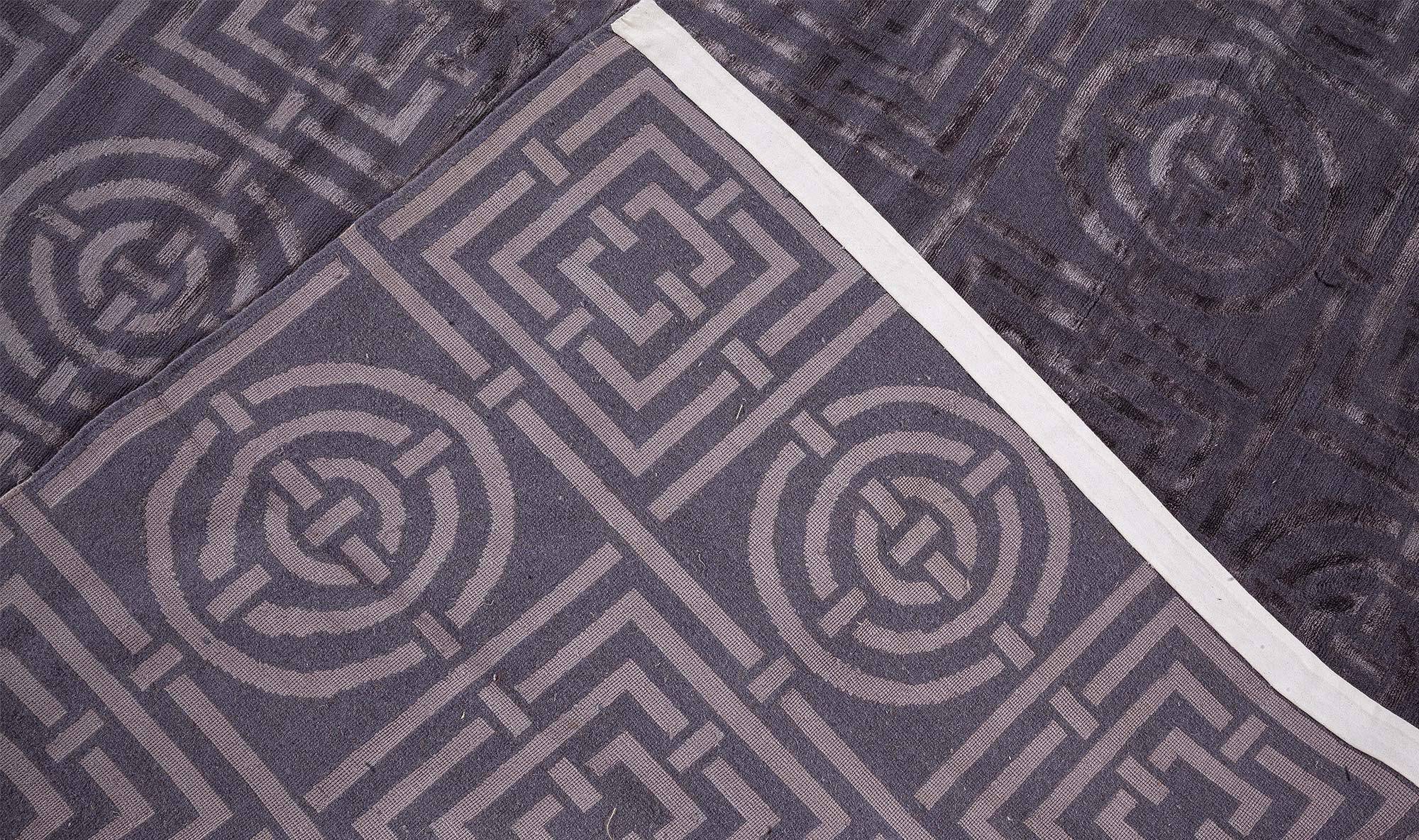 Contemporary Modern Art Deco Style Wool & Silk Rug by Doris Leslie Blau For Sale