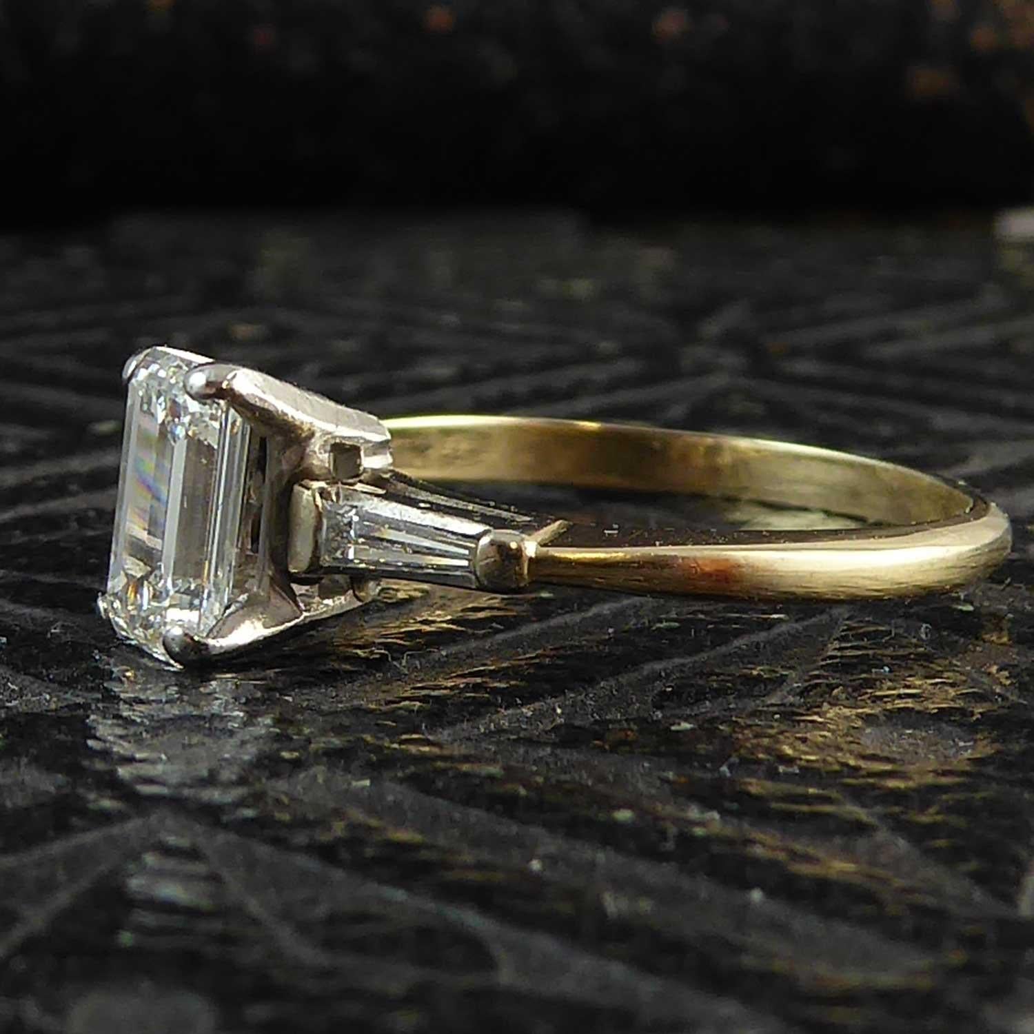 art deco baguette cut diamond ring