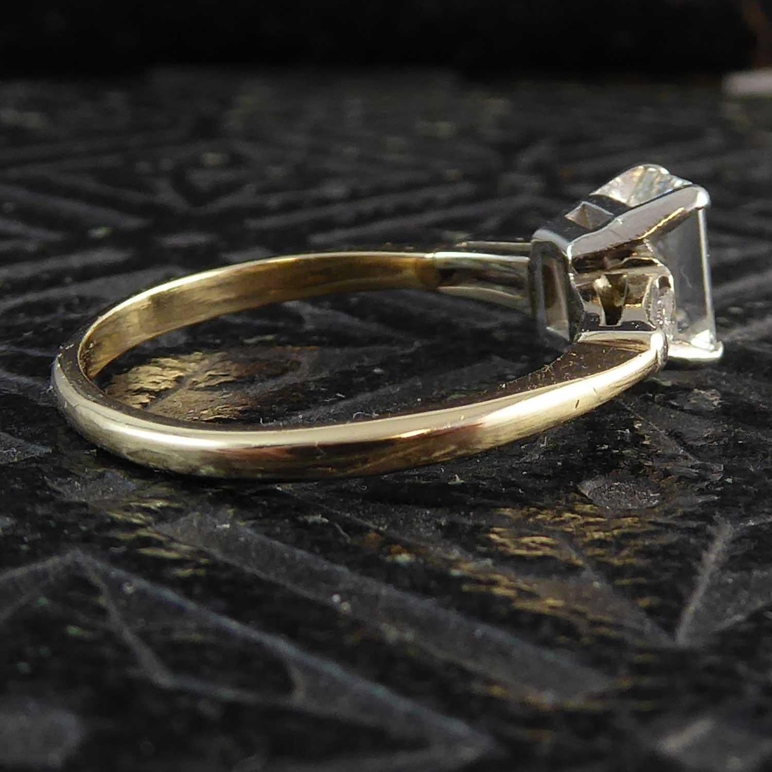 Modern Art Deco Emerald Cut Diamond Ring, Tapered Baguette Diamond Shoulders In Excellent Condition In Yorkshire, West Yorkshire