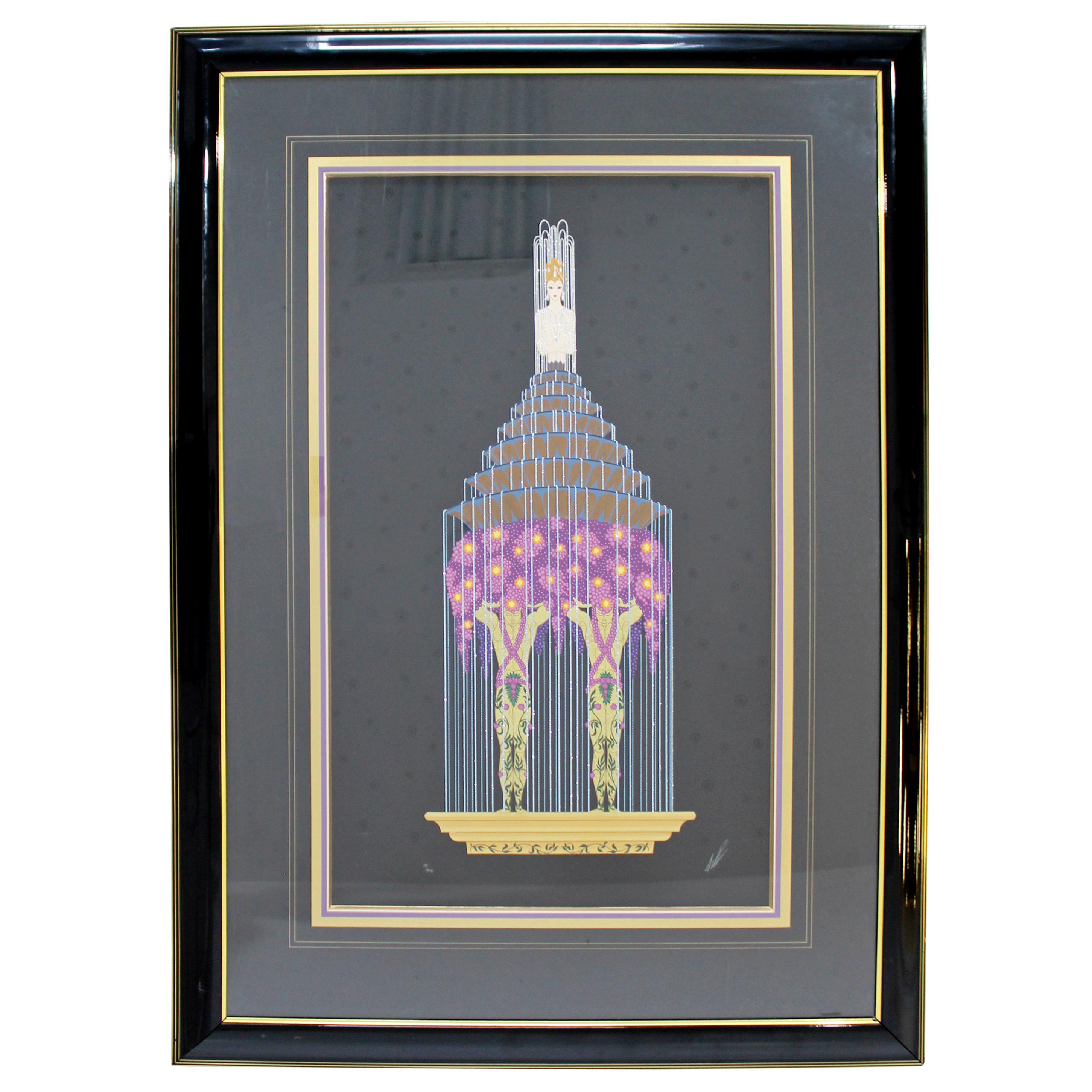 Modern Art Deco Framed Serigraph Perfume Signed Erte 28/300 Foil Stamp, 1986