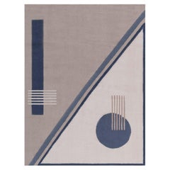 Moderner Teppich im Art-Déco-Stil mit geometrischem Muster in Creme-Beige: „Parallax“ von Doris Leslie Blau