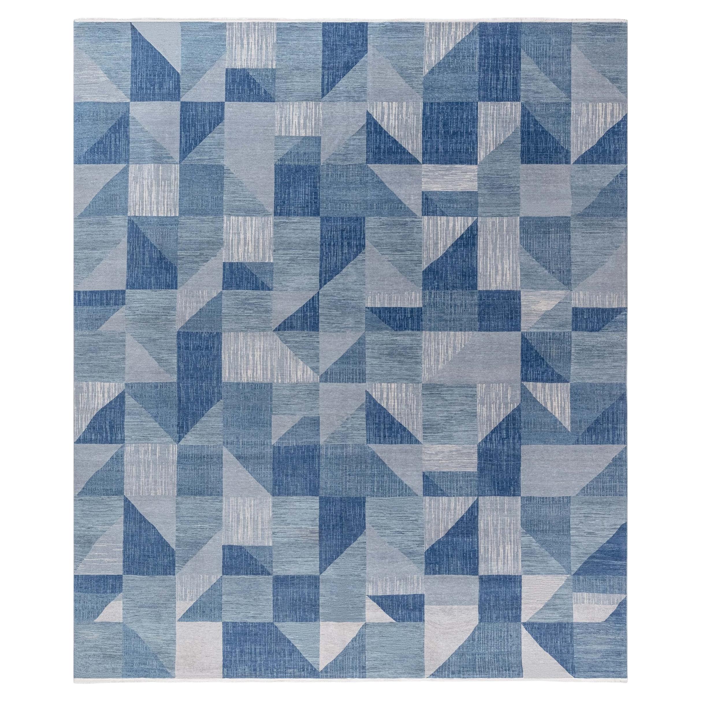 Modern Art Deco Geometric Dark Gray Oversized Rug "Skyfold" by Doris Leslie Blau