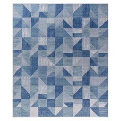 Modern Art Deco Geometric Dark Gray Oversized Rug "Skyfold" by Doris Leslie Blau
