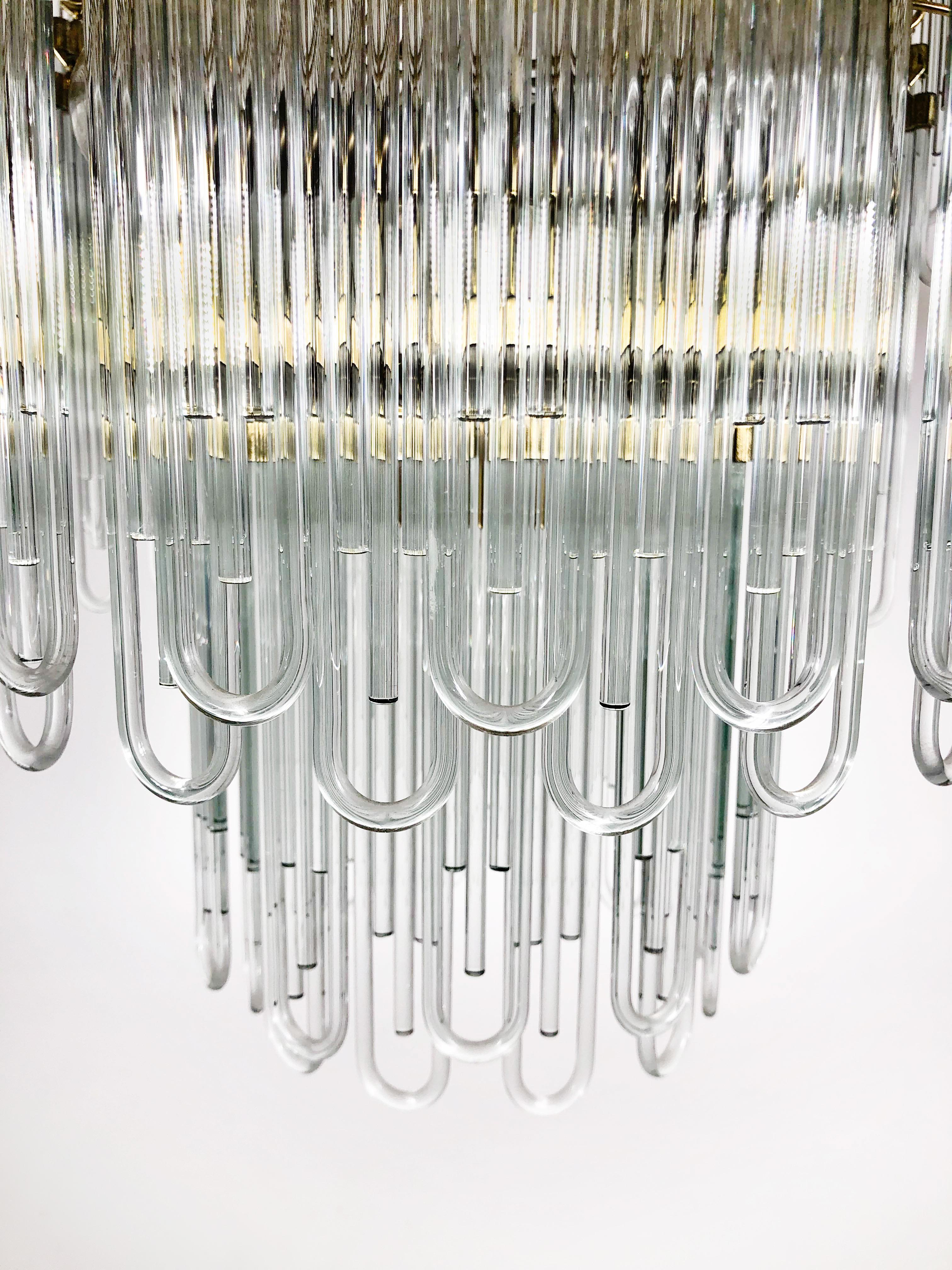 Modern Art Deco Glass/Crystal Chandelier In Good Condition For Sale In Bridport, CT