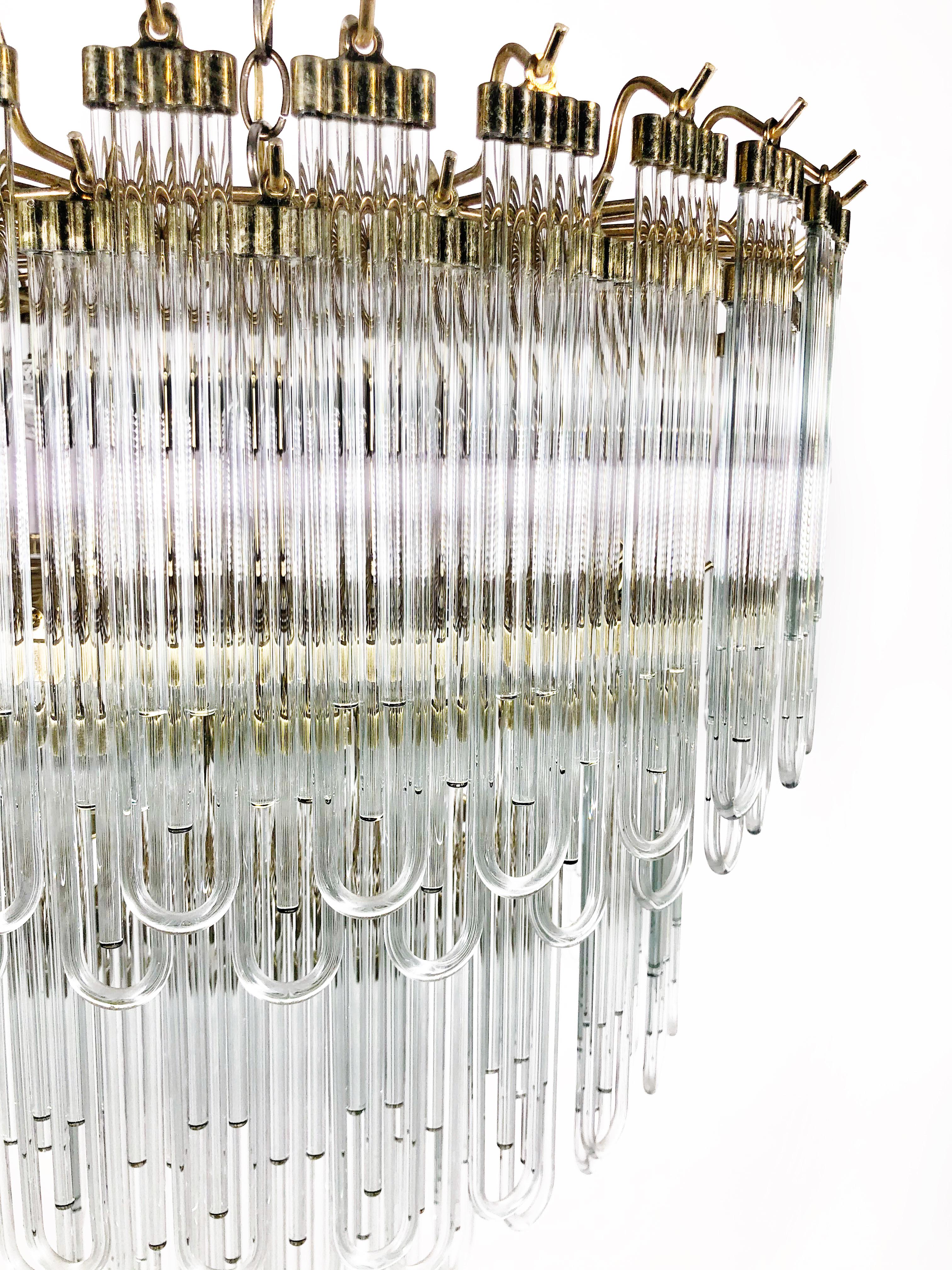 Mid-20th Century Modern Art Deco Glass/Crystal Chandelier For Sale