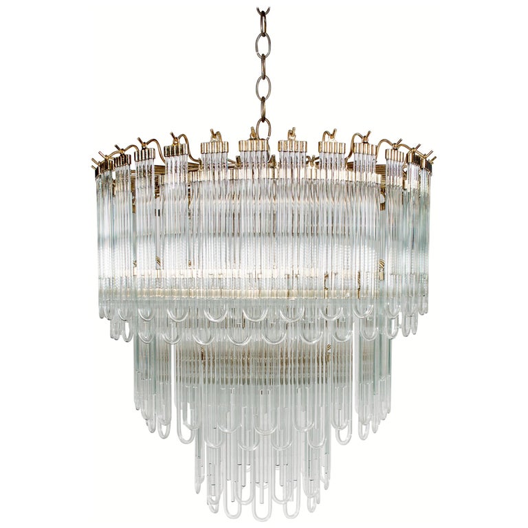 Modern Art Deco Glass/Crystal Chandelier For Sale at 1stDibs