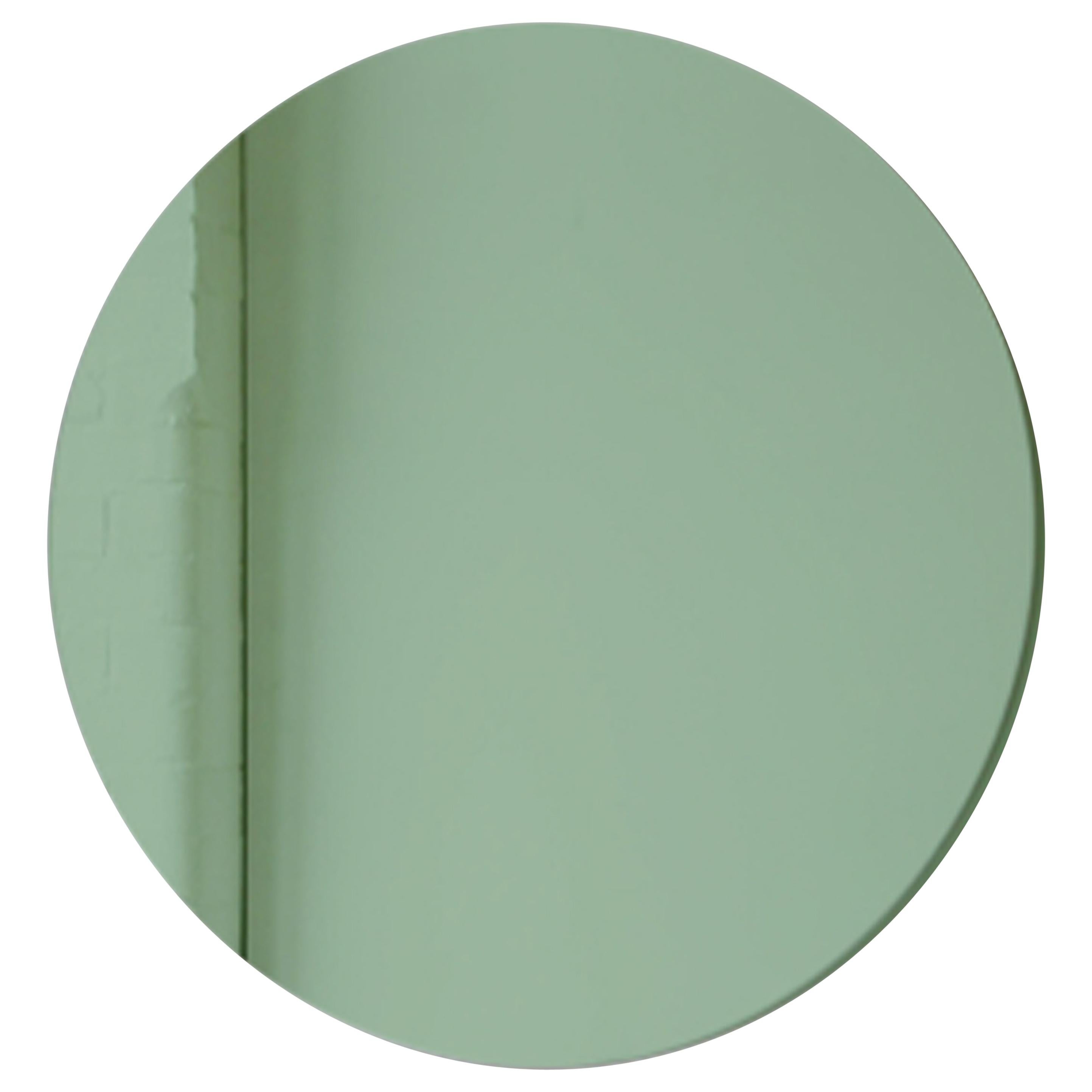 Orbis™ Green Tinted Round Frameless Handcrafted Modern Mirror - Oversized