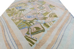 Tappeto moderno Art Deco in lana annodata a mano - Tappeto astratto geometrico in colori pastello