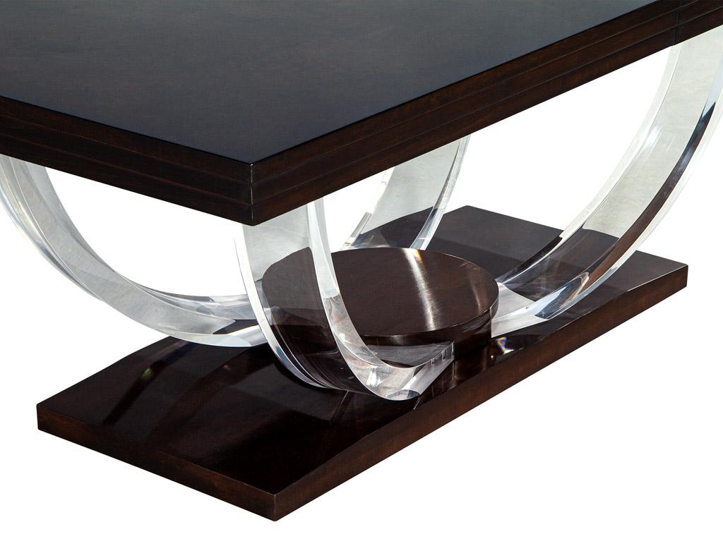 Modern Art Deco Inspired Dining Table with Acrylic Base For Sale 6