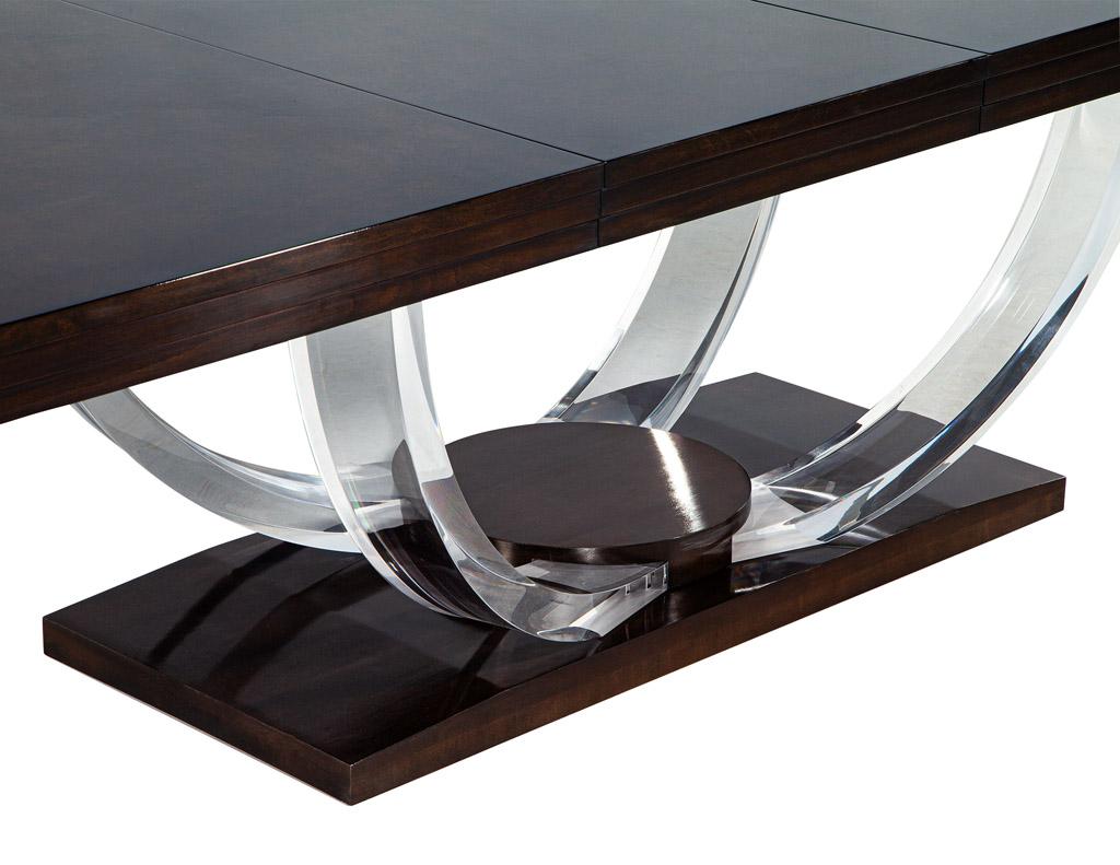 Modern Art Deco Inspired Dining Table with Acrylic Base For Sale 7